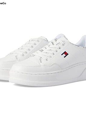Tommy Hilfiger Women's Grazie Sneakers White Lace Up Flatform Low Top Casual